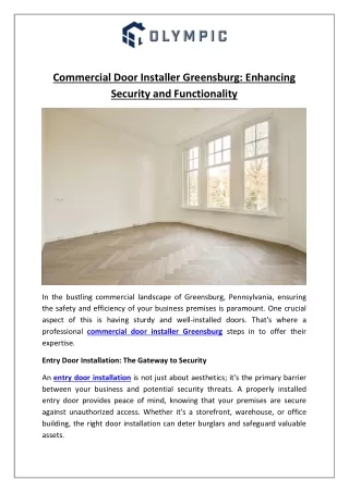 Commercial Door Installer Greensburg: Enhancing Security and Functionality