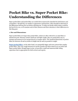 Pocket Bike vs. Super Pocket Bike_ Understanding the Differences