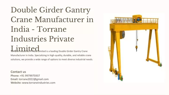 double girder gantry crane manufacturer in india