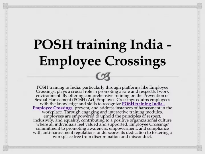 posh training india employee crossings