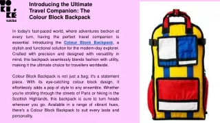 Introducing the Ultimate Travel Companion The Colour Block Backpack