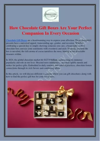 How Chocolate Gift Boxes Are Your Perfect  Companion In Every Occasion