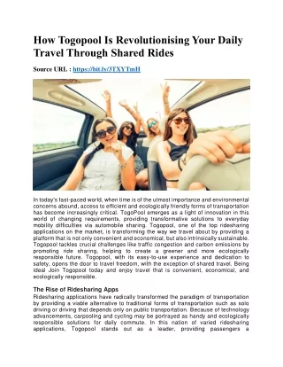 How Togopool Is Revolutionising Your Daily Travel Through Shared Rides (1)