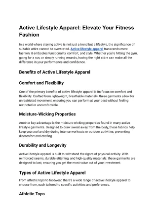 active lifestyle apparel elevate your fitness