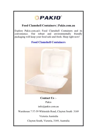 Food Clamshell Containers  Pakio.com.au
