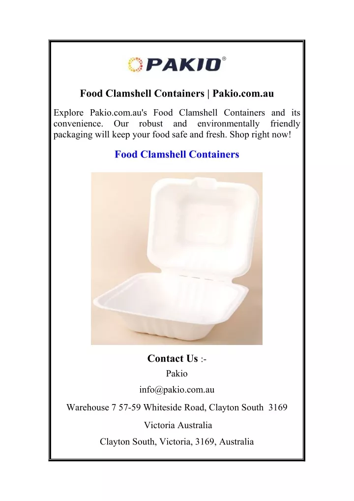 food clamshell containers pakio com au