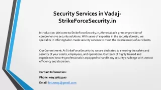 Security Services in Vadaj, Best Security Services in Vadaj