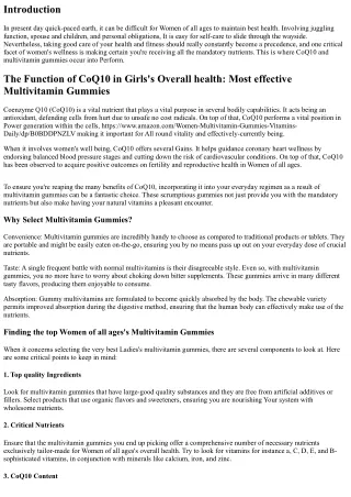 The Role of CoQ10 in Females's Wellness: Ideal Multivitamin Gummies