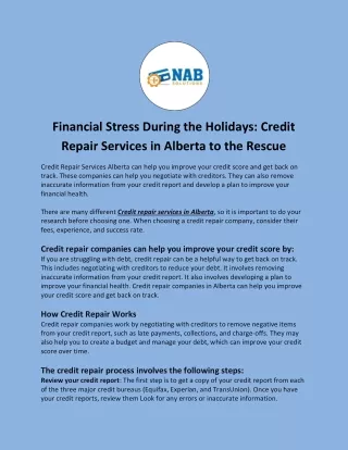 Financial Stress During the Holidays: Credit Repair Services in Alberta to the R