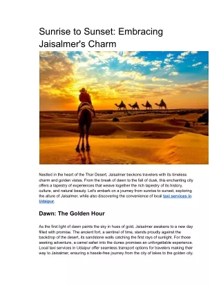 Sunrise to Sunset_ Embracing Jaisalmer's Charm