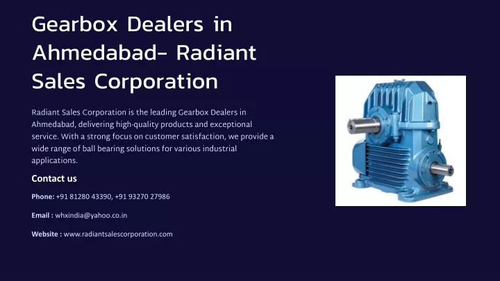 gearbox dealers in ahmedabad radiant sales