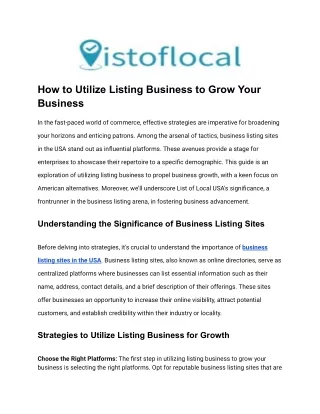 Unlocking Business Growth: Leveraging Business Listing Sites in the USA