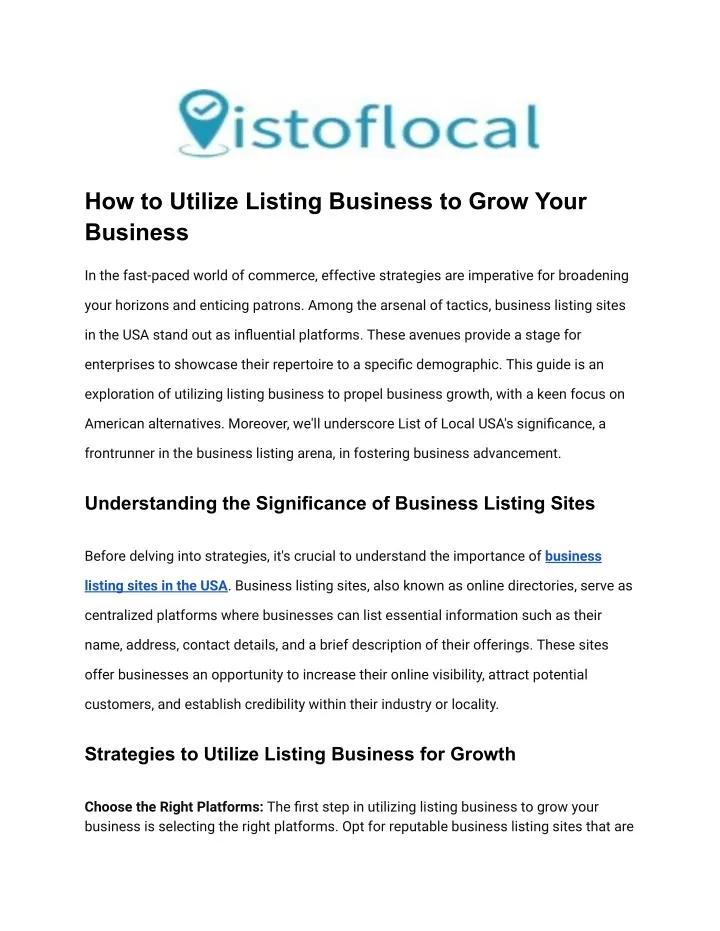 how to utilize listing business to grow your