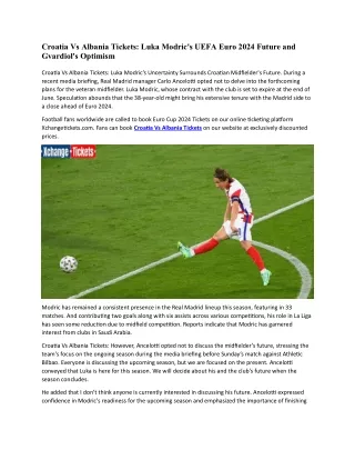 Luka Modric's UEFA Euro 2024 Future and Gvardiol's Optimism