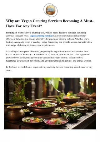 Why are Vegan Catering Services Becoming A Must-Have For Any Event