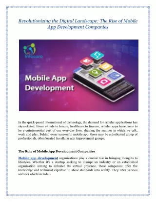 Revolutionizing the Digital Landscape The Rise of Mobile App Development Companies