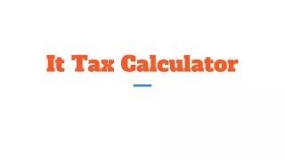 It Tax Calculator