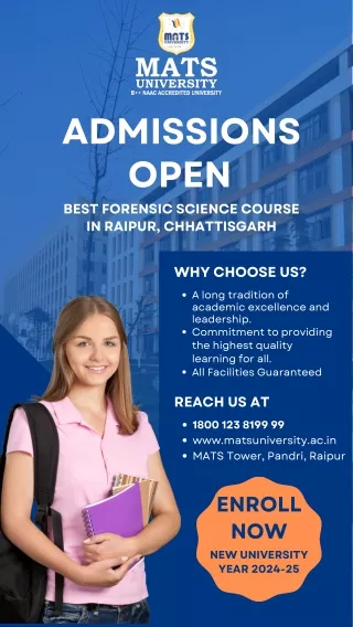 admissions open best forensic science course