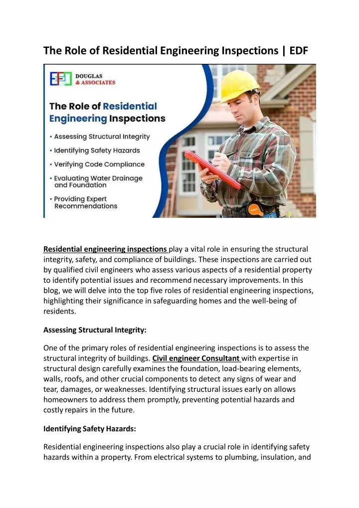 the role of residential engineering inspections