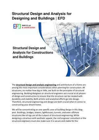 Structural Design and Analysis for Designing and Buildings