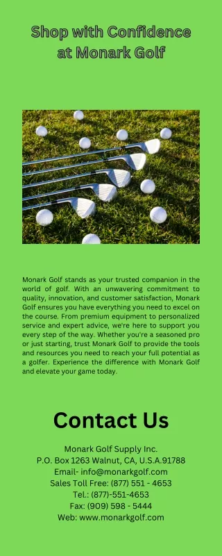 Shop with Confidence at Monark Golf