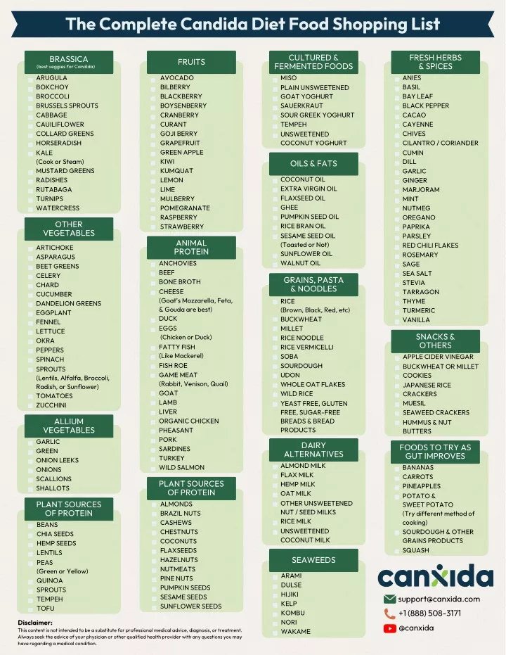 the complete candida diet food shopping list