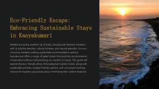 Eco Friendly Escape Embracing Sustainable Stays in Kanyakumari