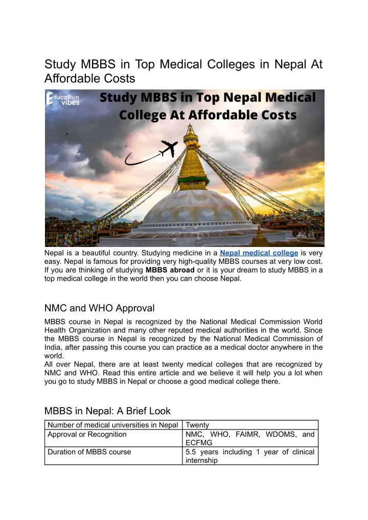 study mbbs in top medical colleges in nepal