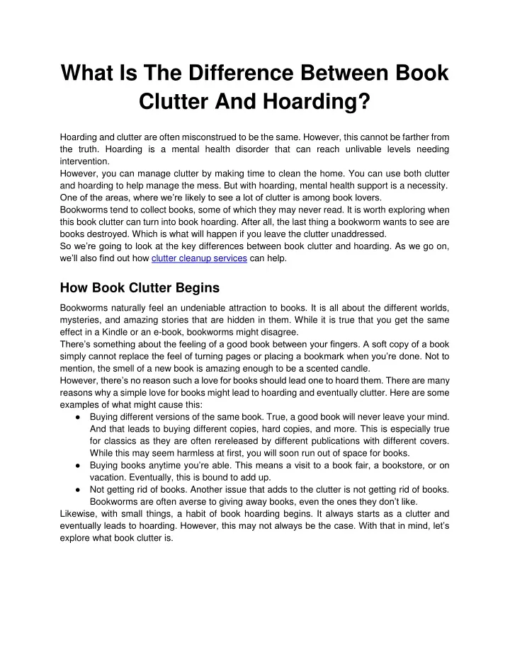 what is the difference between book clutter