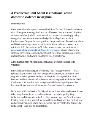 is emotional abuse domestic violence in virginia