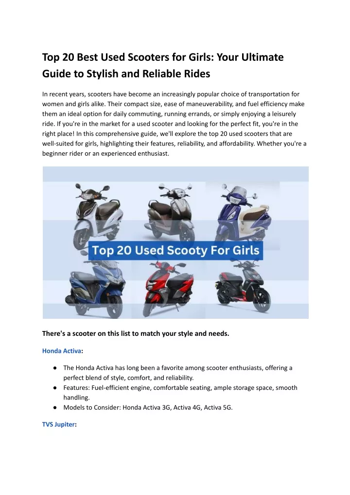 top 20 best used scooters for girls your ultimate
