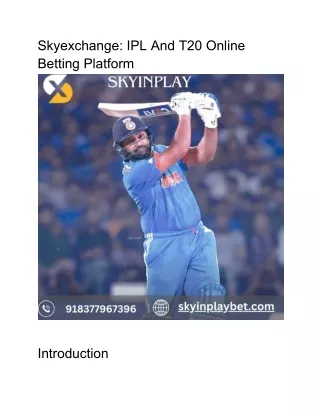 Skyinplay: IPL And T20 Online Betting Platform