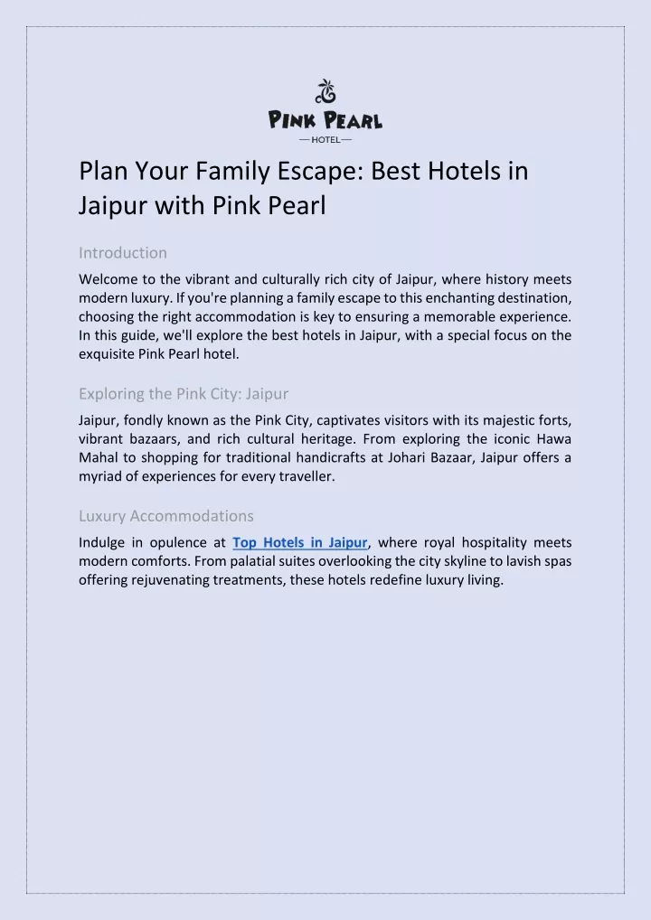 plan your family escape best hotels in jaipur