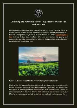 Buy Japanese Green Tea with TeaTaze