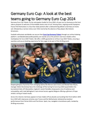 Germany Euro Cup: A look at the best teams going to Germany Euro Cup 2024