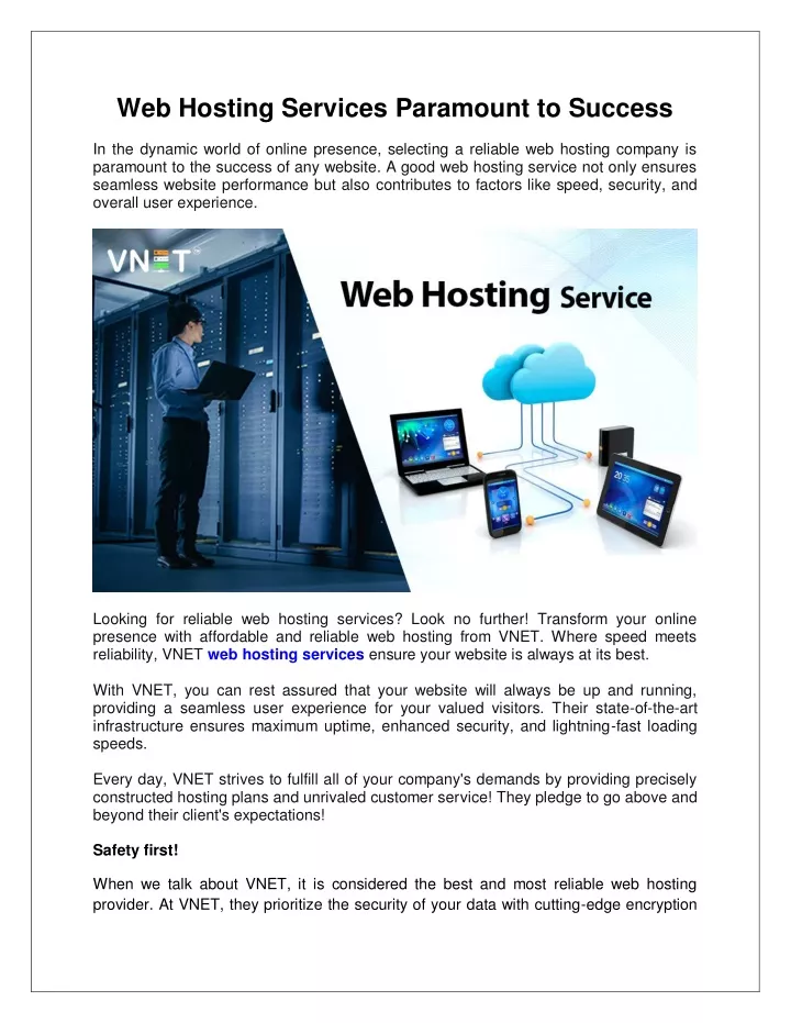 web hosting services paramount to success