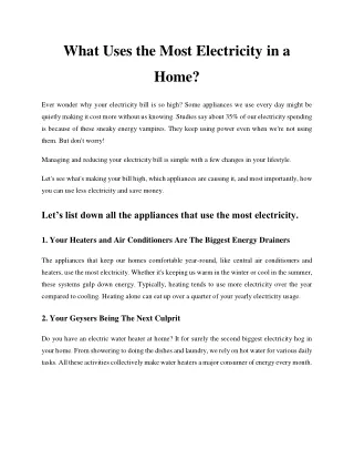 what uses the most electricity in a