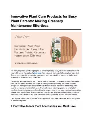 Innovative Plant Care Products for Busy Plant Parents_ Making Greenery Maintenance Effortless