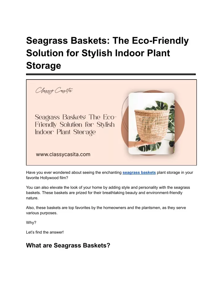 seagrass baskets the eco friendly solution