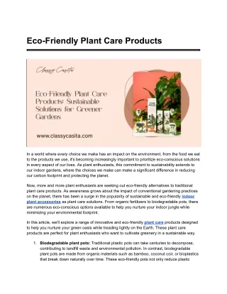 Eco-Friendly Plant Care Products