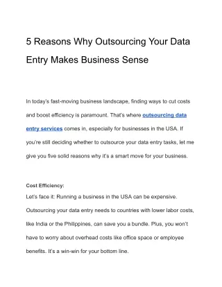 5 Reasons Why Outsourcing Your Data Entry Makes Business Sense