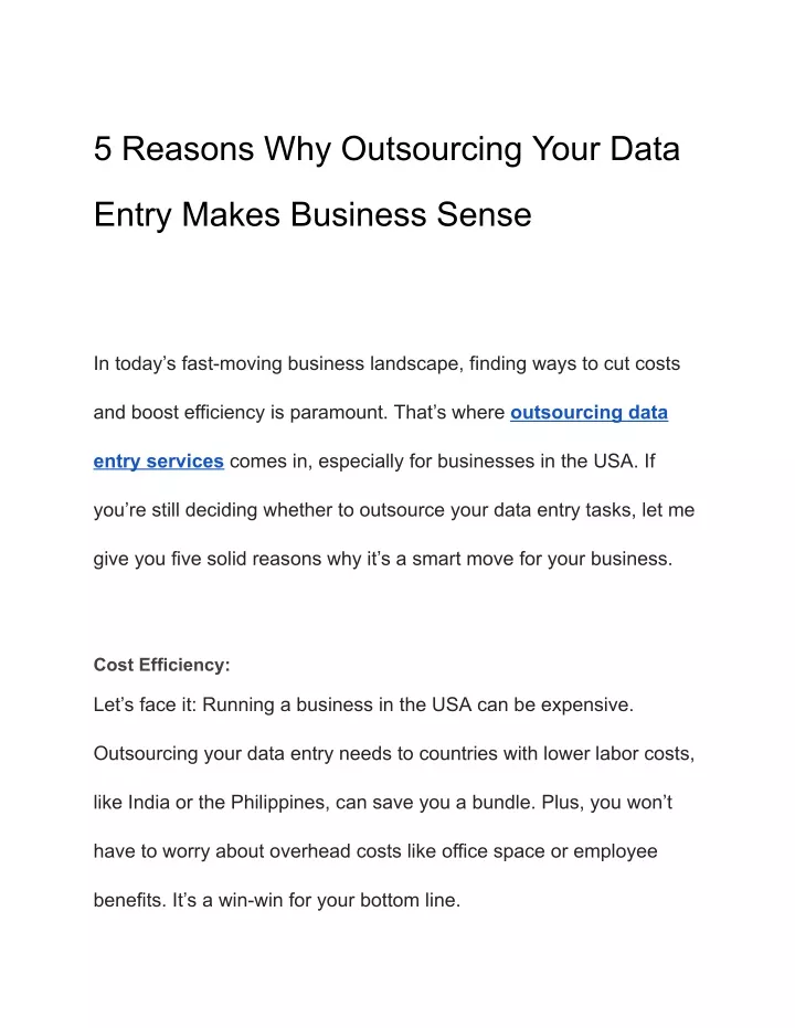 5 reasons why outsourcing your data
