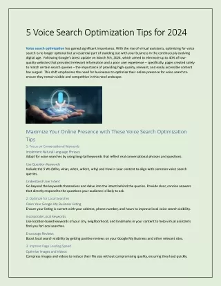 5 Voice Search Optimization Tips for 2024