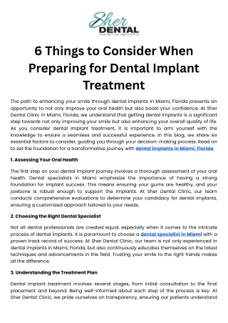 6 Things to Consider When Preparing for Dental Implant Treatment