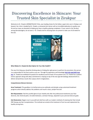 Discovering Excellence in Skincare: Your Trusted Skin Specialist in Zirakpur