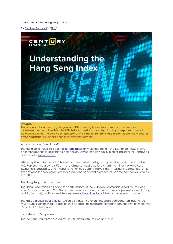 understanding the hang seng index