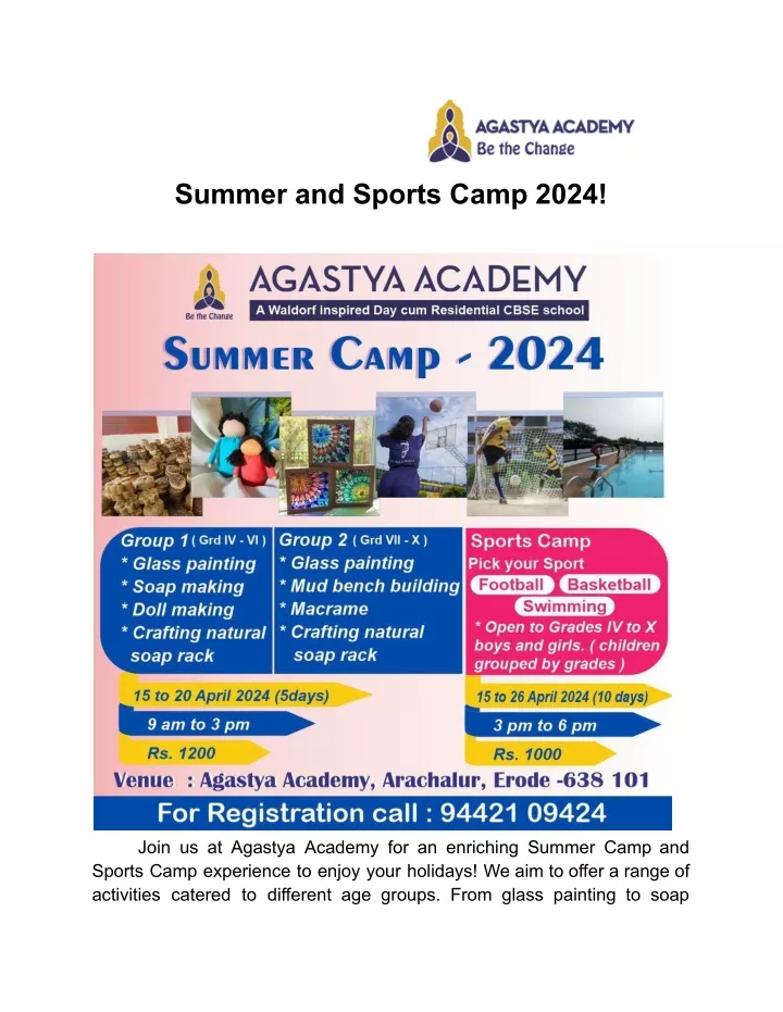 summer and sports camp 2024