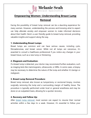 Empowering Women Understanding Breast Lump Removal