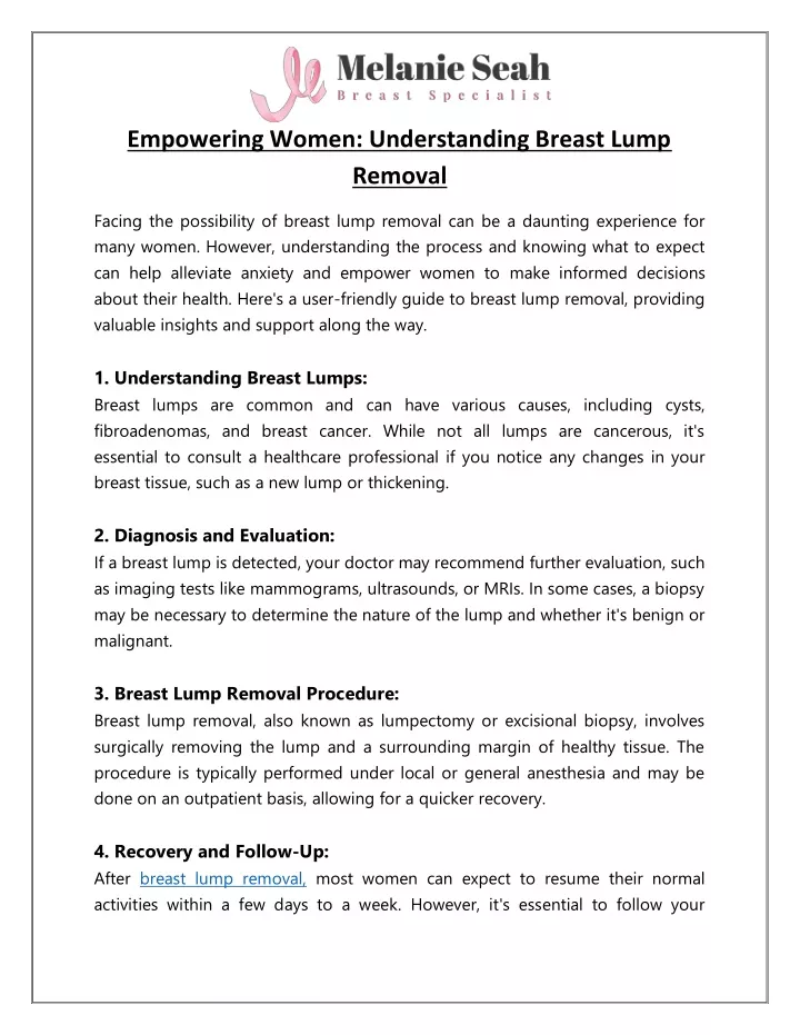 empowering women understanding breast lump removal