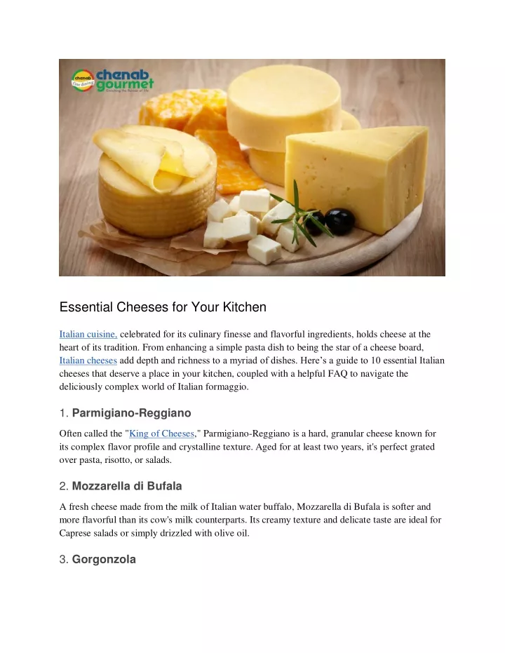 essential cheeses for your kitchen
